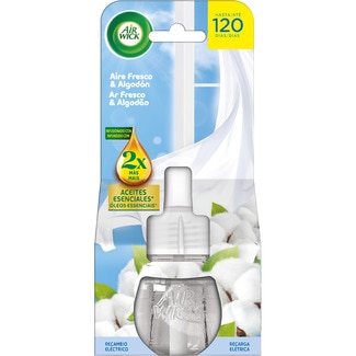 AIR WICK ambientador eléctrico difusor inteligente Aire Fresco & Algodón con aceites esenciales recambio