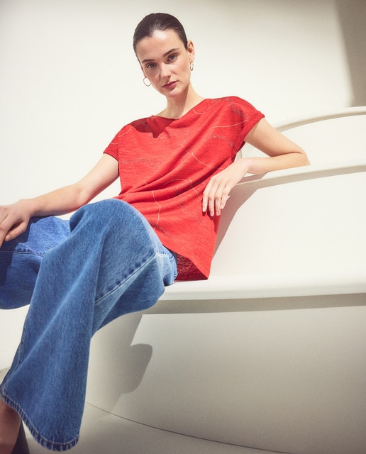 Woman El Corte Inglés - Camiseta de mujer tachas cuerdas.