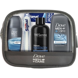 DOVE MEN neceser de viaje con antitranspirante roll on 50 ml + gel Dove Men Care 100 ml