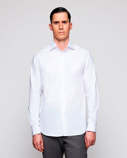 Mirto - Camisa vertir de hombre lisa manga larga Tallas Grandes.