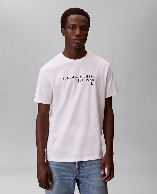 Calvin Klein - Camiseta Hombre con logo rayado.
