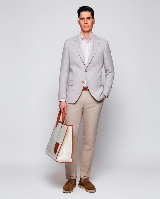 Mirto - Pantalón hombre chino custom fit mezcla lino.