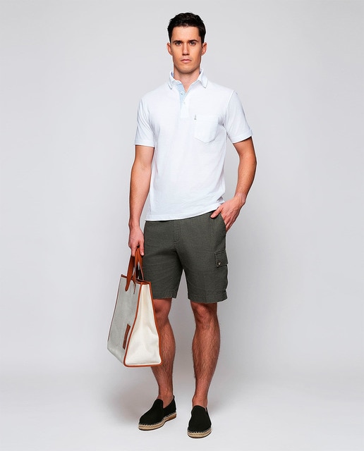 Mirto - Bermuda hombre cargo regular fit efecto lino.