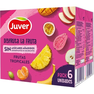 JUVER DISFRUTA bebida de zumo de frutas tropicales a partir de concentrado sin azúcares añadidos pack 6 briks 200 ml