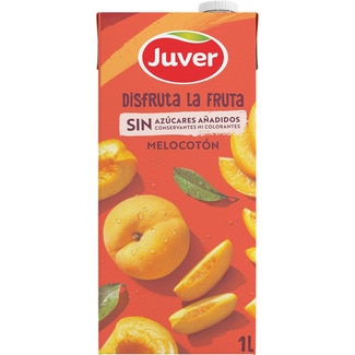 JUVER DISFRUTA bebida de zumo de melocotón sin azúcares añadidos brik 1 l