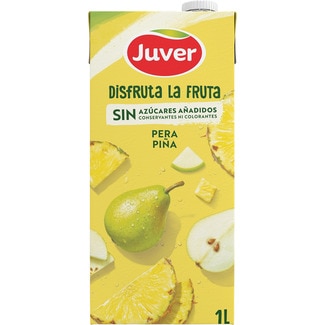 JUVER DISFRUTA bebida de zumo de pera y piña a partir de concentrado sin azúcares añadidos brik 1 l