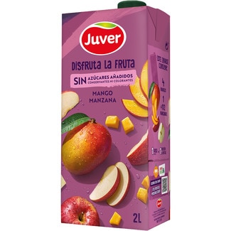 JUVER DISFRUTA bebida de zumo de mango y manzana a partir de concentrado sin azúcares añadidos brik 2 l