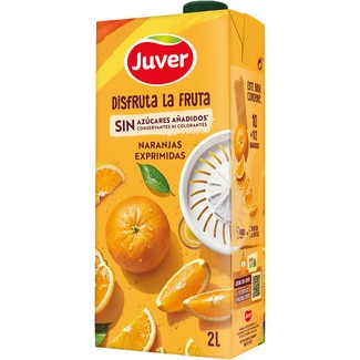JUVER DISFRUTA bebida de zumo de naranjas exprimidas sin azúcares añadidos brik 2 l