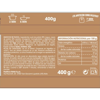 Pasta fresca gnocchi clásicos de patata 2 raciones envase 400 g - Giovanni Rana