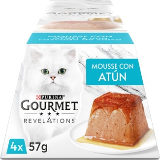 GOURMET Revelations comida húmeda en mousse para gatos adultos con atún 4 envases 57 g