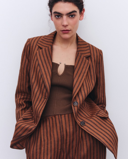 Tintoretto - Blazer de mujer lino con rayas.
