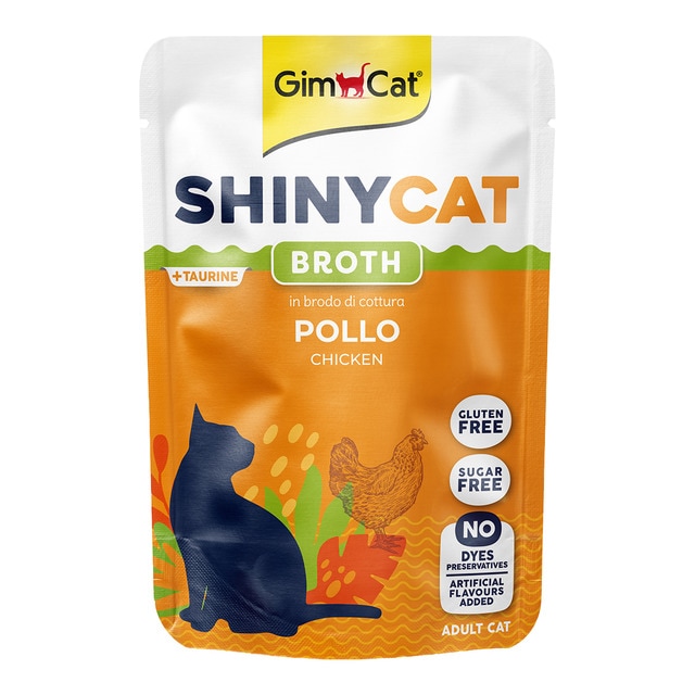 GimCat - Comida húmeda para gatos adultos Shiny Cat pollo en caldo y quinoa Gim Cat 70 g.