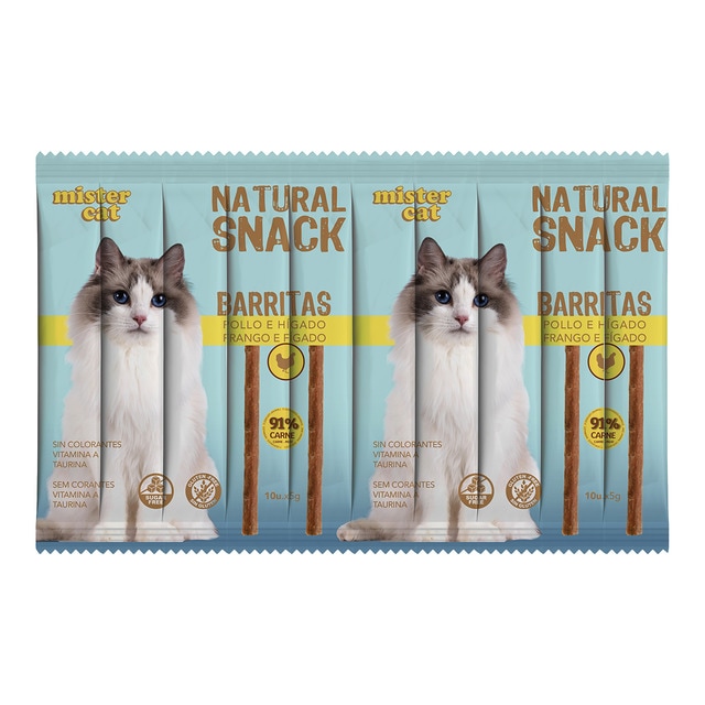 Mister Cat - Snack para gatos Mister Cat pollo e hígado 10 x 5 g
