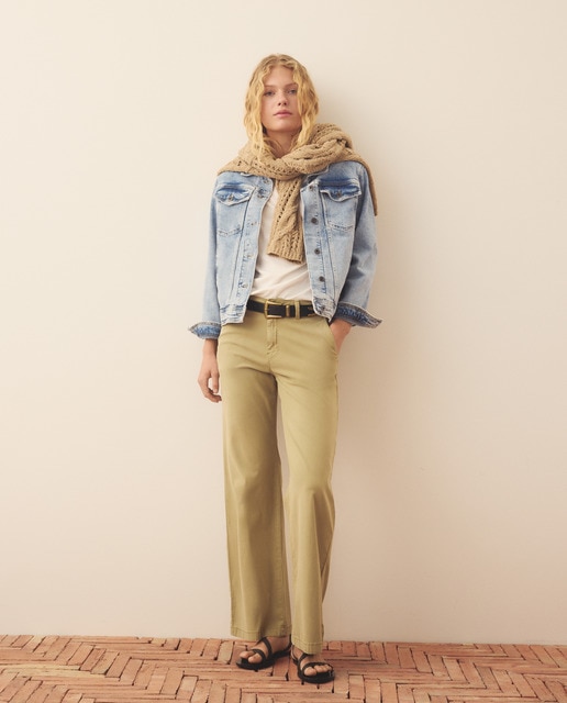Southern Cotton - Pantalón 5 bolsillos marine con gomas de mujer.