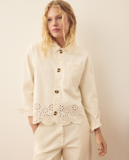 Southern Cotton - Sobrecamisa bordada troquelado de mujer.