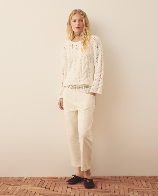 Southern Cotton - Pantalón slouchy bordado de mujer.