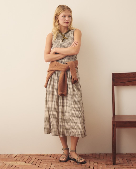Southern Cotton - Vestido midi sin mangas de mujer.