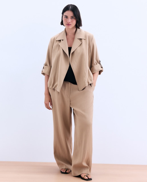 Couchel - Pantalón liso traje fluido recto de mujer.