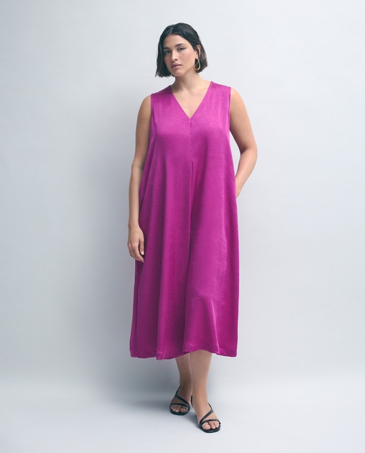 Couchel - Vestido largo satén crinkle.