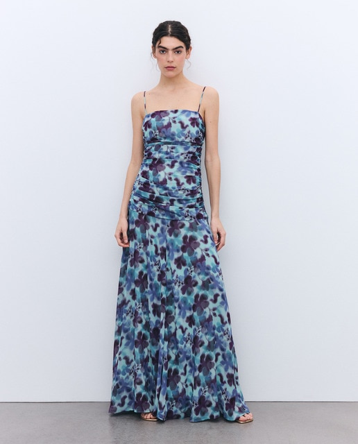 Tintoretto - Vestido tirantes drapeado con cintura baja.