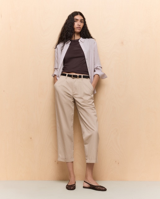 Easy Wear - Pantalón de mujer bolsillo chino con cinturón.