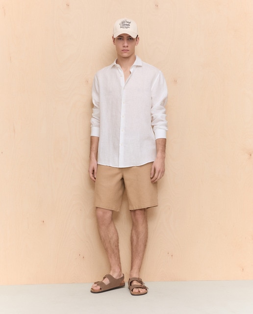 Easy Wear - Bermuda algodón de hombre con cordón aspecto rústico.