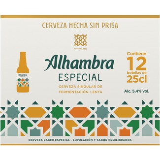 ALHAMBRA ESPECIAL einzigartiges helles Bier mit langsamer Fermentierung 12er-Pack Flaschen 25 cl