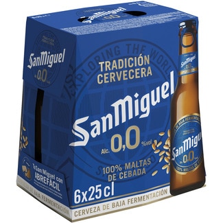 SAN MIGUEL 0,0 Alkoholfreies Bier 6er-Pack Flaschen 25 cl