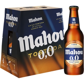 MAHOU 0,0 cerveza tostada sin alcohol pack 6 botellas 25 cl