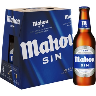 MAHOU SIN Alkoholfreies Bier 6er-Pack Flaschen 25 cl