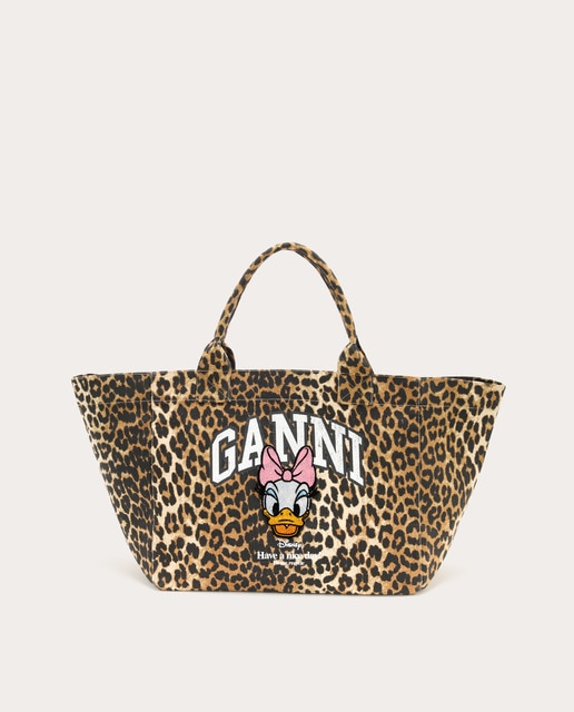 Ganni - Bolso shopping estampado de algodón.