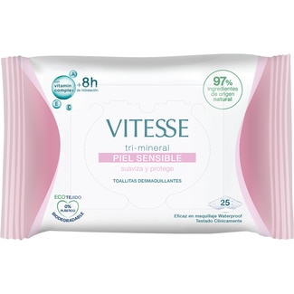 VITESSE toallitas desmaquillantes tri-mineral para piel sensible bolsa 25 unidades suaviza y protege