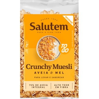 Salutem Muesli Crunch de Aveia e Mel embalagem 70 g