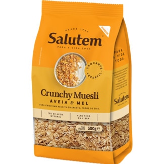Salutem Muesli Crunch de Aveia e Mel embalagem 300 g