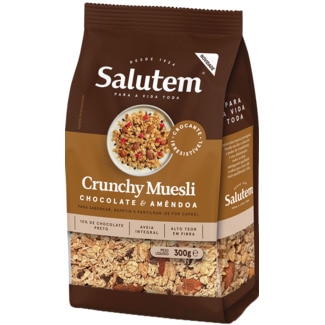 Salutem Muesli Crunch Amêndoa e Chocolate embalagem 300 g