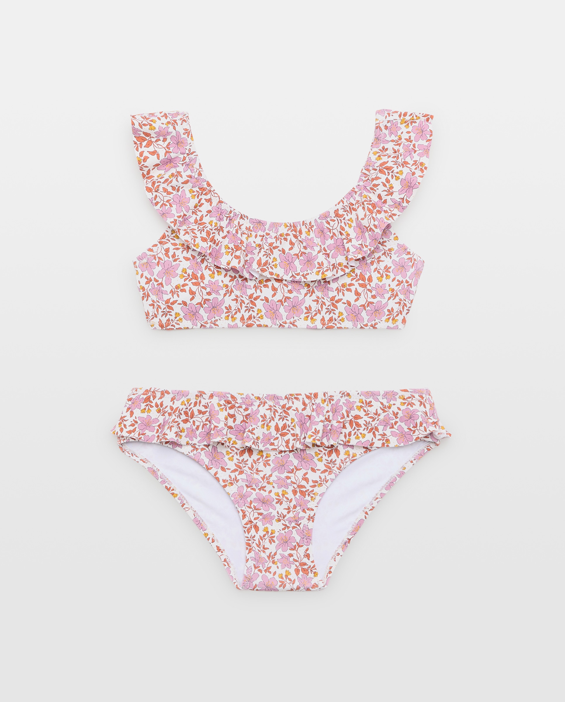 Bikini niña volantes flores clásicas 200 Rosa-1