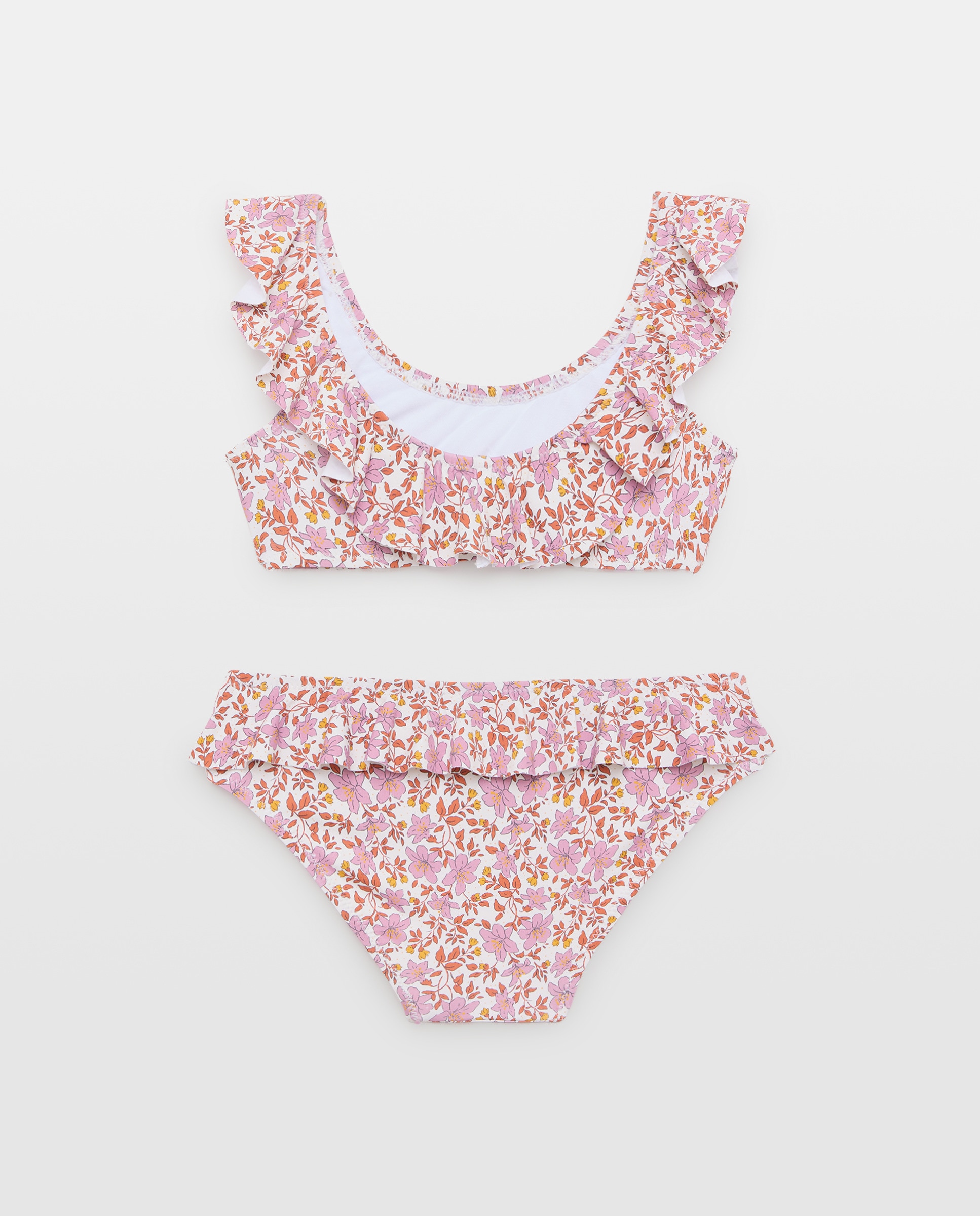 Bikini niña volantes flores clásicas 200 Rosa-2