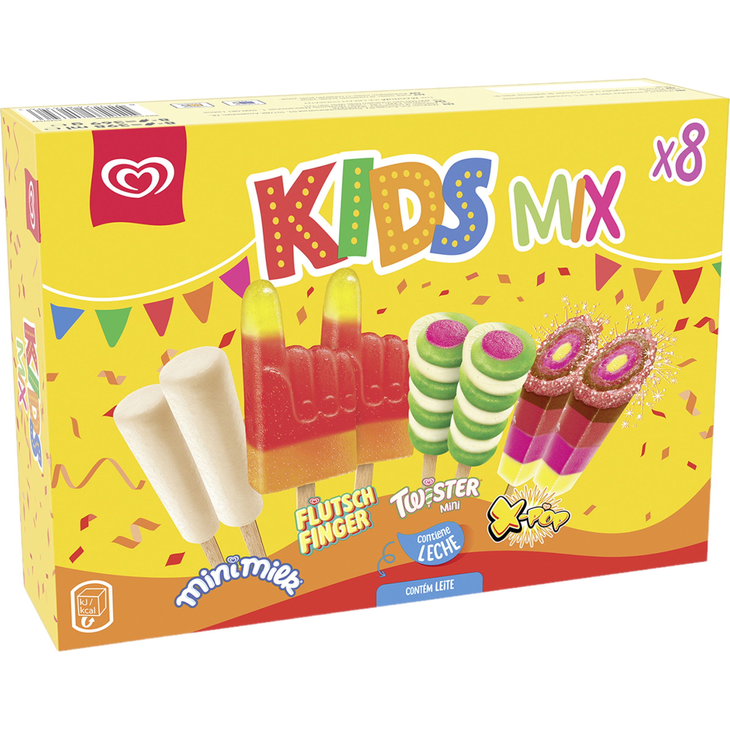 helados Kid Mix 8 unidades con 2 Mini Milk 2 Frigodedos 2 Twister mini y 2 X-Pop