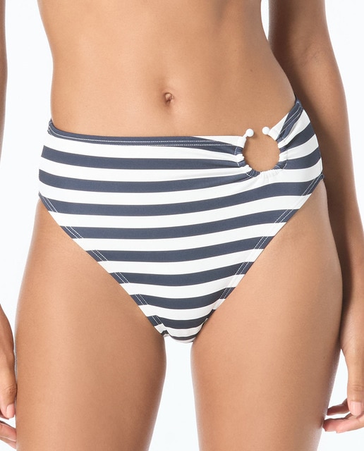 Michael Kors - Braga slip de bikini rayada de tallaje alto.