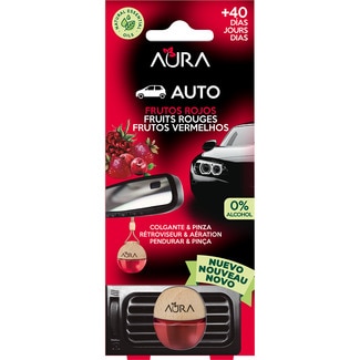 AURA ambientador de coche Frutos Rojos colgante & pinza blister 1 each
