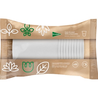 EL CORTE INGLES weiße, kompostierbare Pappbecher 440 cc Paket 10 Einheiten