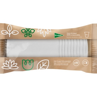 EL CORTE INGLES weiße, kompostierbare Pappbecher 550 cc Paket 10 Einheiten