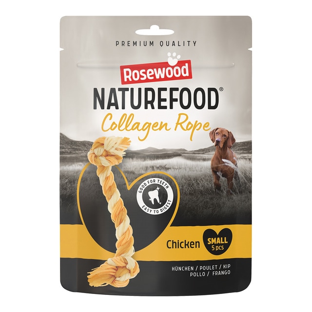 Rosewood - Snack para perros adultos mini pequeño y mediano Naturefood Collagen Rope pollo Rosewood 100 g.