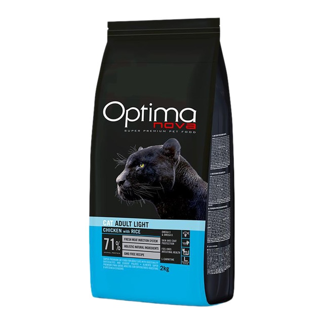 Optima Nova - Pienso para gatos adultos Optima Nova Light pollo y arroz