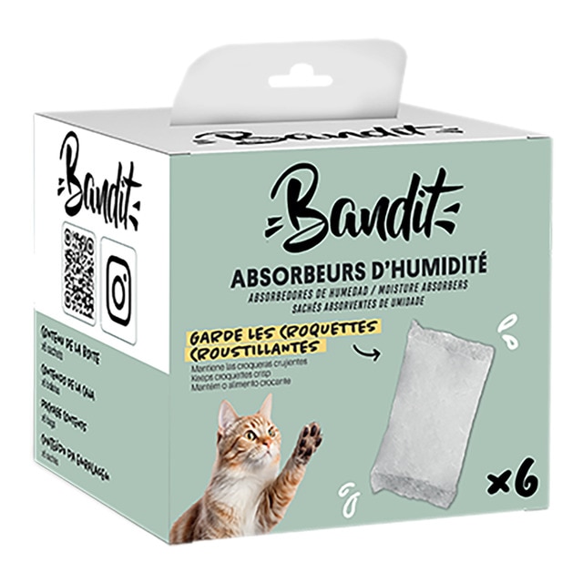 Bandit - Sobres absorbentes de humedad comedero eléctrico x6 uds para gatos y perros pequeños Bandit