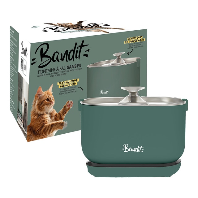 Bandit - Fuente de agua eléctrica inalámbrica para gatos y perros pequeños Bandit