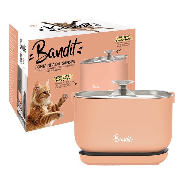 Bandit - Fuente de agua eléctrica inalámbrica para gatos y perros pequeños Bandit