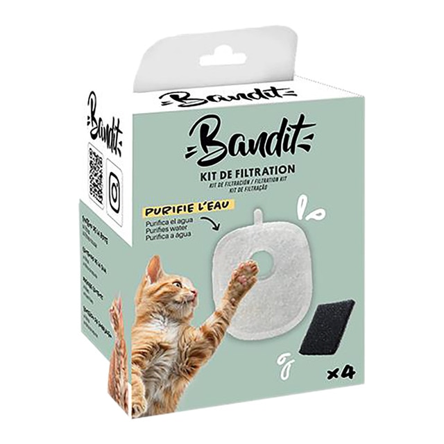 Bandit - Kit de filtración para fuente de agua x4 filtro espuma para gatos y perros pequeños Bandit