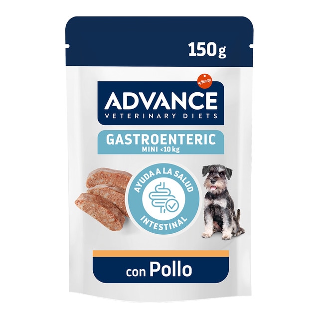 Advance Veterinary Diets – Comida húmeda para perros cachorros y adultos Mini Advance Gastro Intestinal Dietas Veterinarias pollo 150 g.