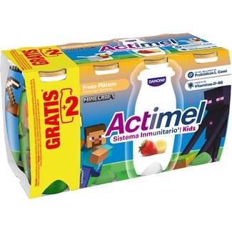 DANONE ACTIMEL L. Casei mit Erdbeere und Banane, glutenfrei, 6er-Pack Einheiten 100 g + 2 gratis